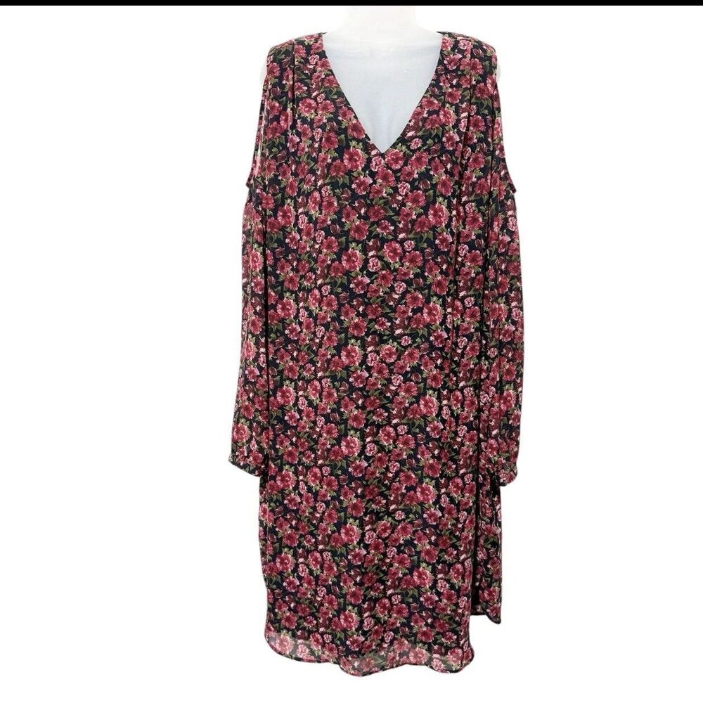 Lauren Ralph Lauren Womenโs 16 Floral Cold Shoulder Shift Dress Pink Black
